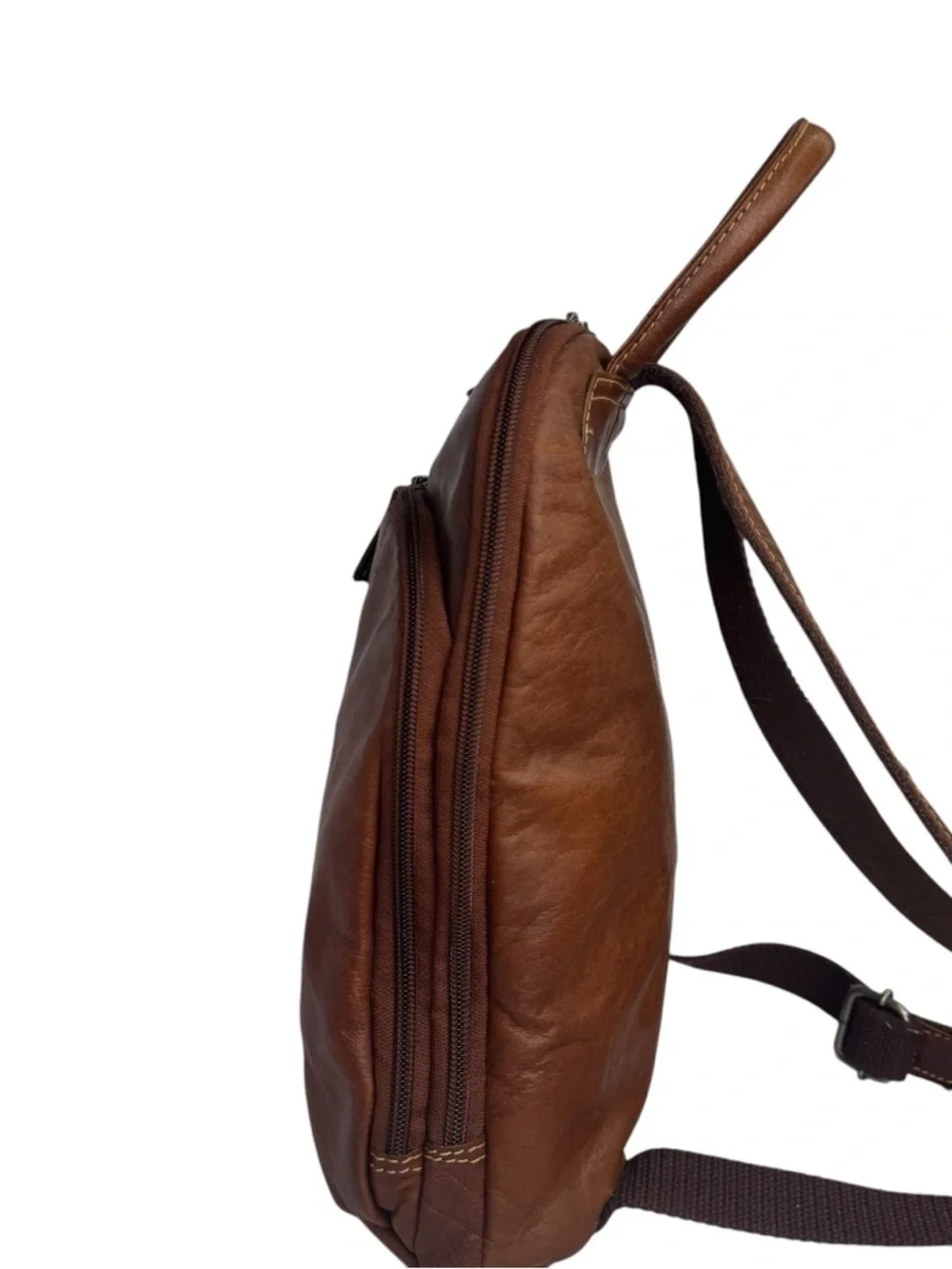 Jack Georges Voyager Buffalo Leather Backpack Cognac Brown